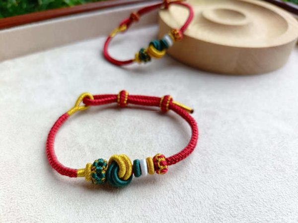 Adjustable Handmade Woven Bracelet with Chinese Elements Original Fashion String Bangles Stylish Trendy Gift Idea