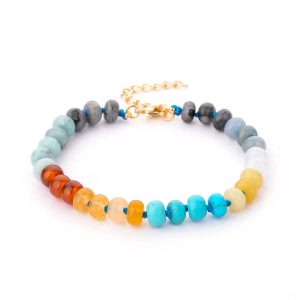 Wholesale Fashion Jewelry Bracelets String Woven Adjustable Rope Braided Rainbow Nature Stone Bracelet