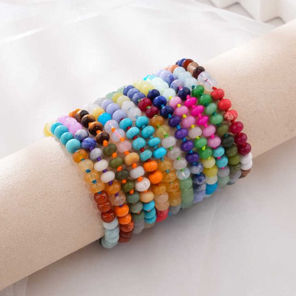 Wholesale Fashion Jewelry Bracelets String Woven Adjustable Rope Braided Rainbow Nature Stone Bracelet
