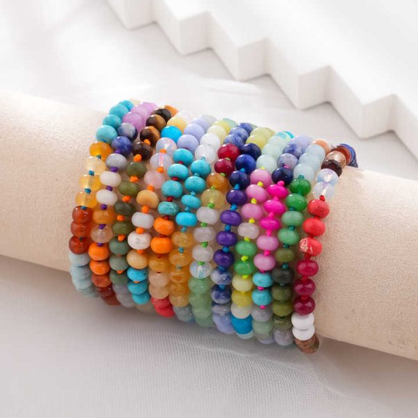 Wholesale Fashion Jewelry Bracelets String Woven Adjustable Rope Braided Rainbow Nature Stone Bracelet