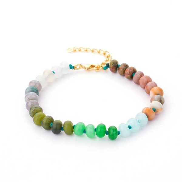 Wholesale Fashion Jewelry Bracelets String Woven Adjustable Rope Braided Rainbow Nature Stone Bracelet