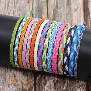 Weave Friendship Promotional Cheap Waterproof Adjustable Women Multi-Color Boho Handmade Jewelry Hand-woven Wax String Bracelets