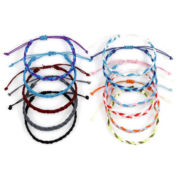 Weave Friendship Promotional Cheap Waterproof Adjustable Women Multi-Color Boho Handmade Jewelry Hand-woven Wax String Bracelets