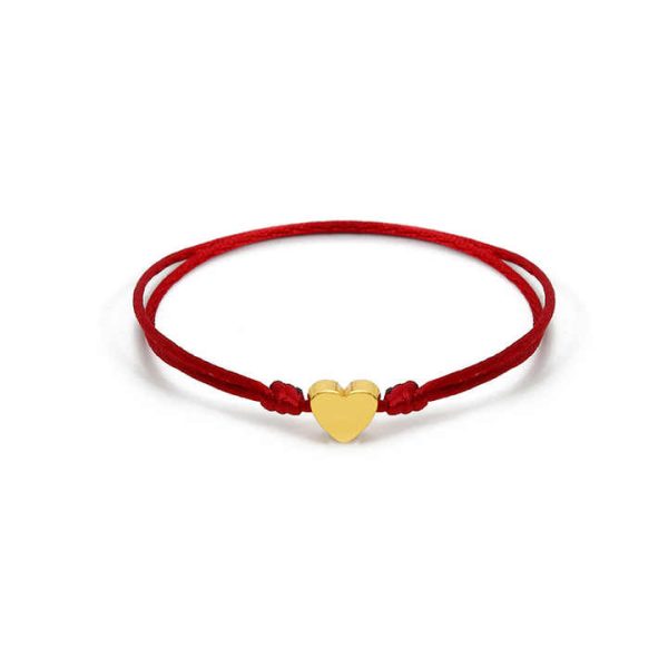 Wholesale Woven Red Rope String Thread Bracelet Stainless Steel Heart Lucky Bracelet Woven Friendship Red String Thread