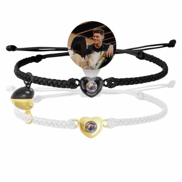 Personalized Photo Bracelet Handmade Woven Rope Custom Picture Bracelet for Girls Gift
