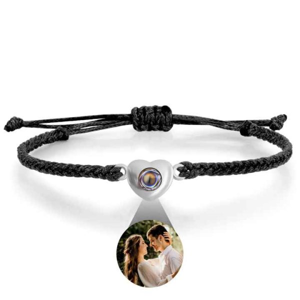 Personalized Photo Bracelet Handmade Woven Rope Custom Picture Bracelet for Girls Gift
