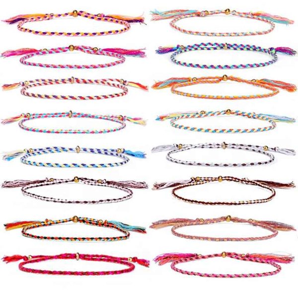 Trendy Cheap Price Women Multi Colors Braided Adjustable Cotton Cord Thread String Bracelets for Ladies