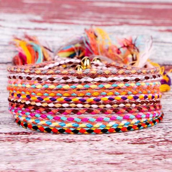 Trendy Cheap Price Women Multi Colors Braided Adjustable Cotton Cord Thread String Bracelets for Ladies