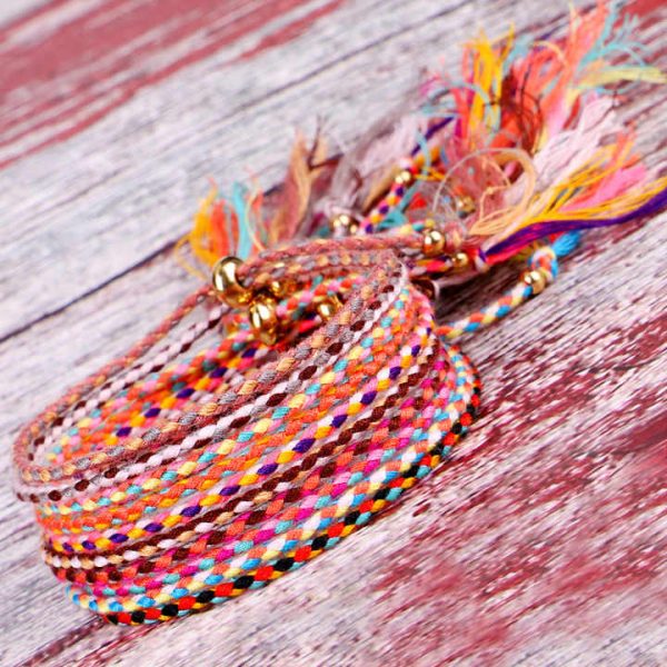 Trendy Cheap Price Women Multi Colors Braided Adjustable Cotton Cord Thread String Bracelets for Ladies