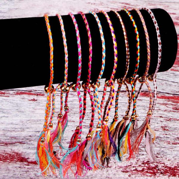 Trendy Cheap Price Women Multi Colors Braided Adjustable Cotton Cord Thread String Bracelets for Ladies