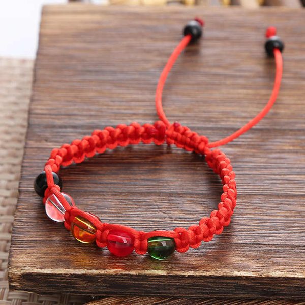 Ethnic Style Hand-Woven Rainbow Braided Rope Bracelets Five Colored Glass Beads Fair Trade Wholesale Fashion String Bracelets