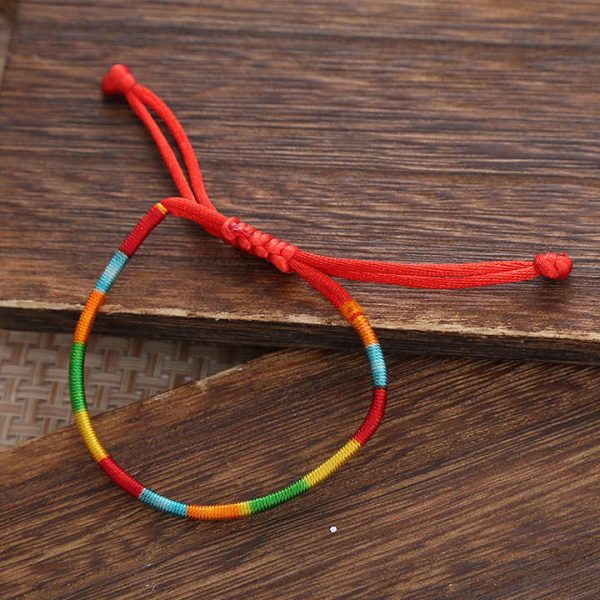 Ethnic Style Hand-Woven Rainbow Braided Rope Bracelets Five Colored Glass Beads Fair Trade Wholesale Fashion String Bracelets