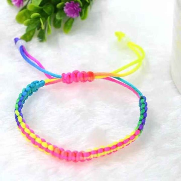 Ethnic Style Hand-Woven Rainbow Braided Rope Bracelets Five Colored Glass Beads Fair Trade Wholesale Fashion String Bracelets