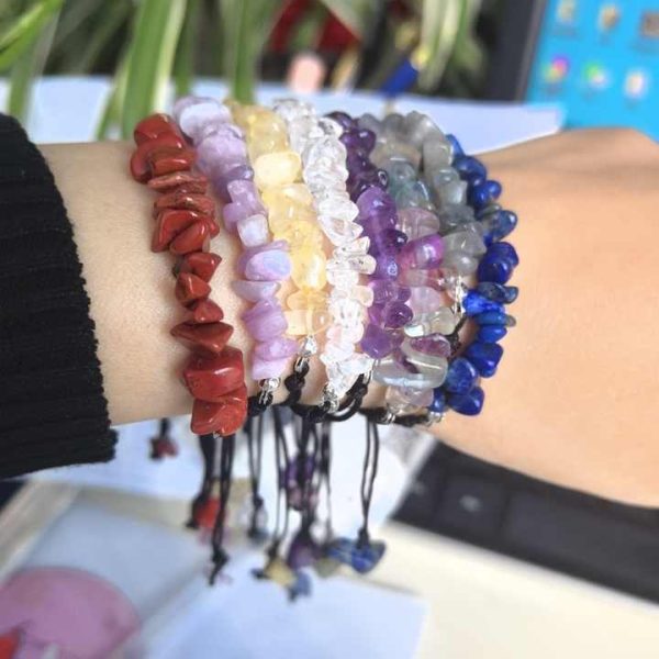 Wholesale Hand Made Rope Wrap pink Opal Raw with Olivine Crystal Gravel Chips Stone Bracelet for Souvenir Birthday Gift