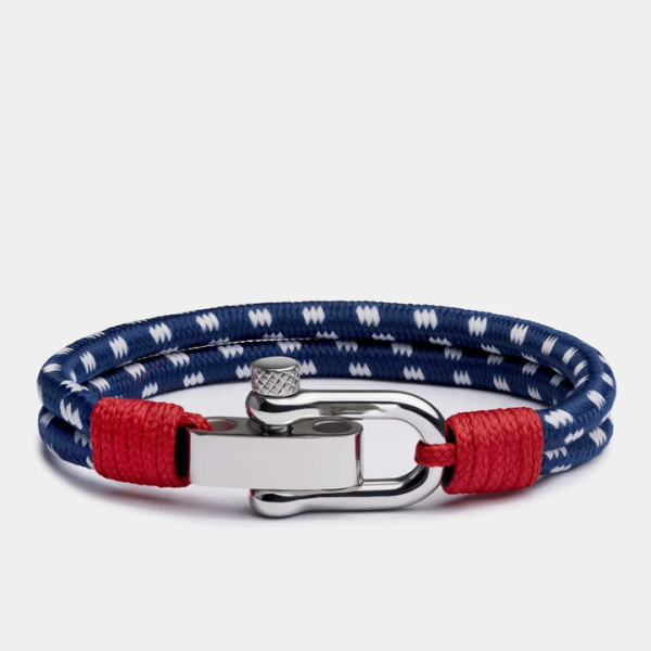 Most Popular Shackle Design Stainless Steel Sailing Jewelry Braid Milan Nylon Rope Bracelet for Men Women Nautical Bracelet