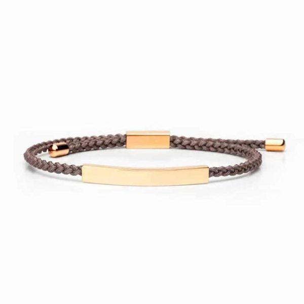 Personalized String Woven Red Rope Fabric Jewelry Hold Stainless Steel Bar Bracelet Women 2024 Custom Text Bracelet