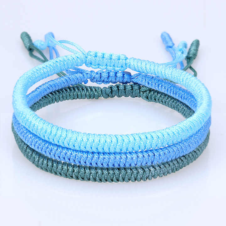 Fashion Multi Color Good Luck Yoga Bracelets Handmade Buddhist Lucky Knot Braided Adjustable Rope Bracelet for Women Men