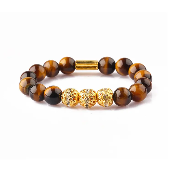 Wholesale 8mm Brown Tiger Eye Stone Beads Elastic String Bracelets for Fashion Jewelry Making
