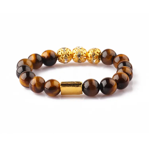 Wholesale 8mm Brown Tiger Eye Stone Beads Elastic String Bracelets for Fashion Jewelry Making