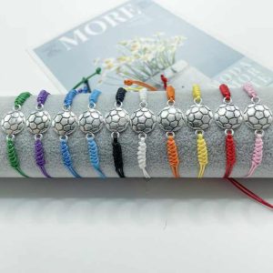 Sporty Alloy Hand-Woven Baseball Football Volleyball Charm Bracelet for Men Women, Casual Unisex Gift Jewelry