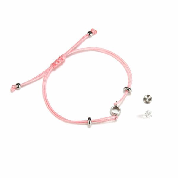 Replaceable Round White Moissanite Diamond Bracelet Adjustable Stainless Steel Pink Zirconia String Friendship Bracelet Dames