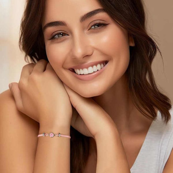 Replaceable Round White Moissanite Diamond Bracelet Adjustable Stainless Steel Pink Zirconia String Friendship Bracelet Dames