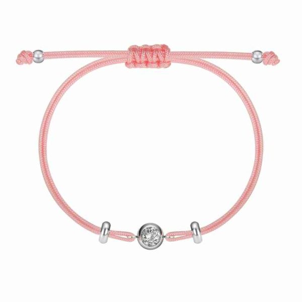 Replaceable Round White Moissanite Diamond Bracelet Adjustable Stainless Steel Pink Zirconia String Friendship Bracelet Dames