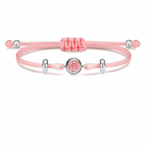 Replaceable Round White Moissanite Diamond Bracelet Adjustable Stainless Steel Pink Zirconia String Friendship Bracelet Dames