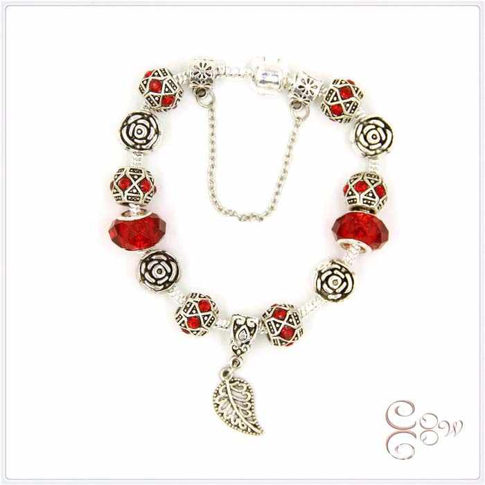 Yongyi Beaded Bracelet - a New Hair Accessory Leaves Large Hole Pearl Flower Inlaid Glass Female Gift