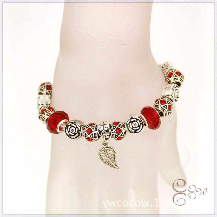 Yongyi Beaded Bracelet - a New Hair Accessory Leaves Large Hole Pearl Flower Inlaid Glass Female Gift