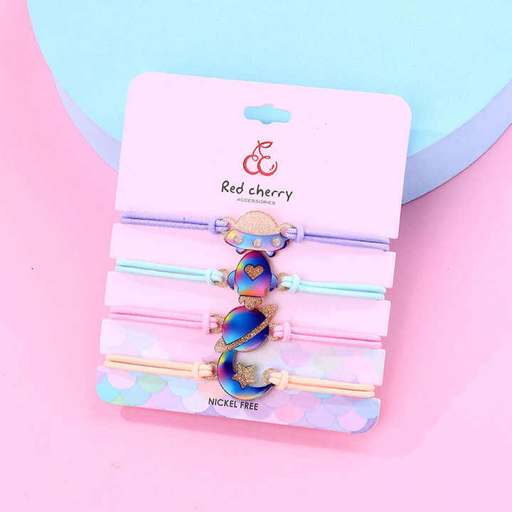 4pcs/set Customized Adjustable Sun and Moon Braided Wax Rope String Children Bangle Bracelet Set for Girls Gift