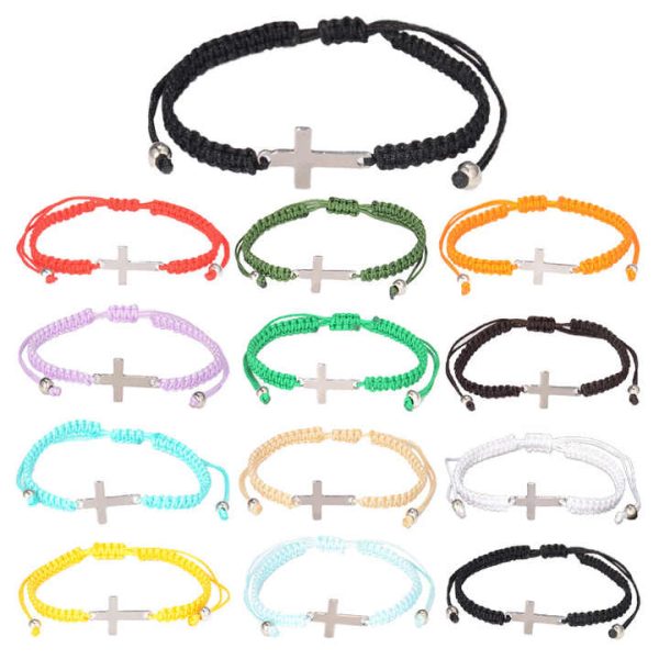 Hot Selling New Hand Woven Stainless Steel Cross Bracelet Versatile Vintage Style Fashionable Lucky Couple Bracelet for Gift