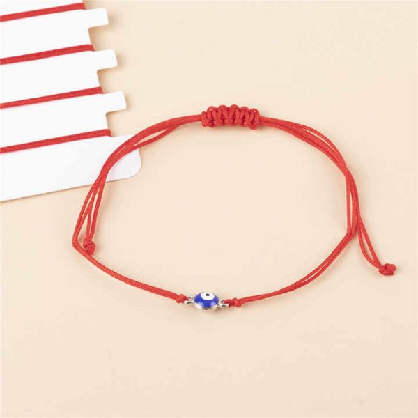 Bohemia 12pcs/card Adjustable Turkish Evil Blue Eye Lucky Charms Friendship Red Rope String Bracelet Set