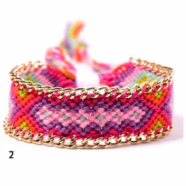 Handmade Adjustable Fashion Cotton Cord Braided Rope Boho Nepal Woven Friendship Bracelet with Nylon String for Wrist and Anklet