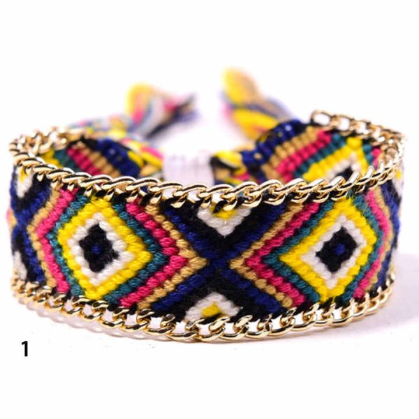 Handmade Adjustable Fashion Cotton Cord Braided Rope Boho Nepal Woven Friendship Bracelet with Nylon String for Wrist and Anklet