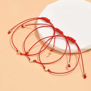 Unisex Minimalist Alloy 3-Piece Handwoven Heart Bracelet Set for Party Occasions