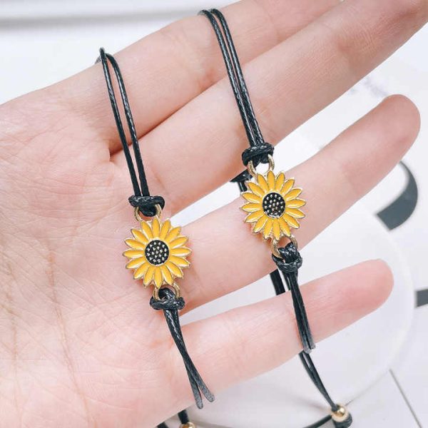 Xinmingzhu Sunflower Friendship Bracelet Hand-woven Wax Line Adjustable Small Daisy Hand Rope Manufacturers Direct
