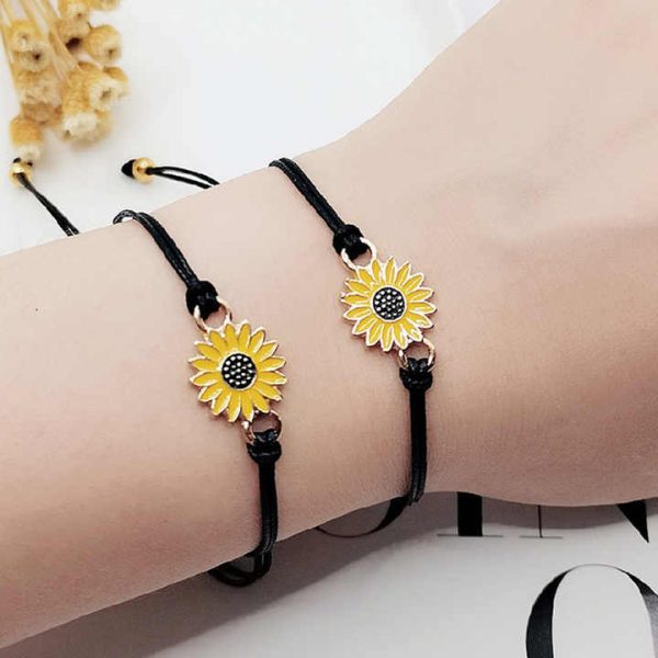 Xinmingzhu Sunflower Friendship Bracelet Hand-woven Wax Line Adjustable Small Daisy Hand Rope Manufacturers Direct