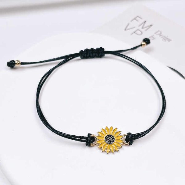 Xinmingzhu Sunflower Friendship Bracelet Hand-woven Wax Line Adjustable Small Daisy Hand Rope Manufacturers Direct