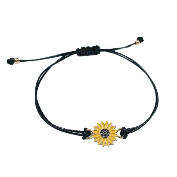 Xinmingzhu Sunflower Friendship Bracelet Hand-woven Wax Line Adjustable Small Daisy Hand Rope Manufacturers Direct