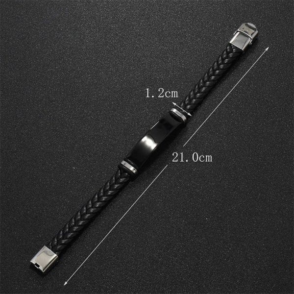 Fashion Jewelry Men's Bracelet Simple Glossy Leather Braided Stainless Steel Pu Leather String Bracelet for Men