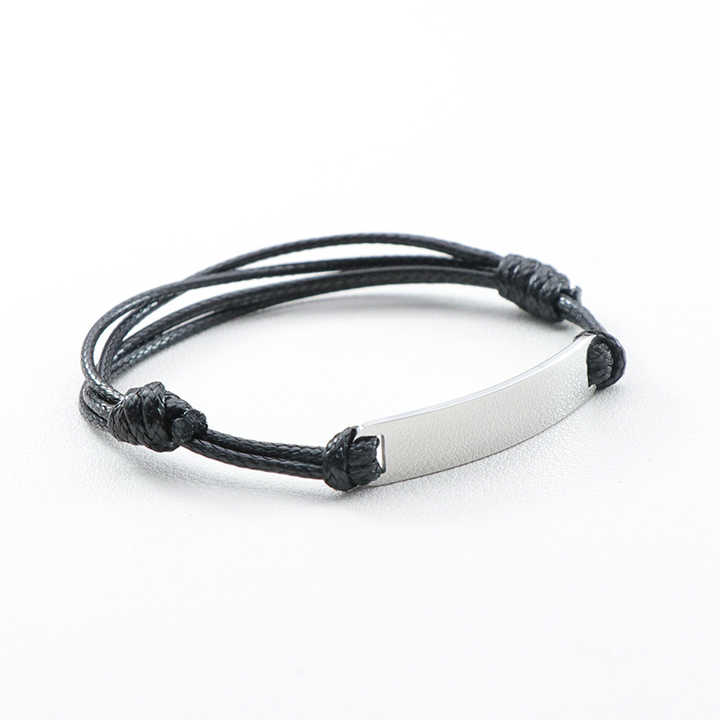 Hot Sells Bracelet Custom Engraved Inspirational Phrase Rose Gold bar Adjust String Braided Rope Friendship Bracelet Women Men