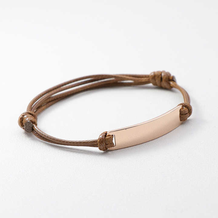 Hot Sells Bracelet Custom Engraved Inspirational Phrase Rose Gold bar Adjust String Braided Rope Friendship Bracelet Women Men