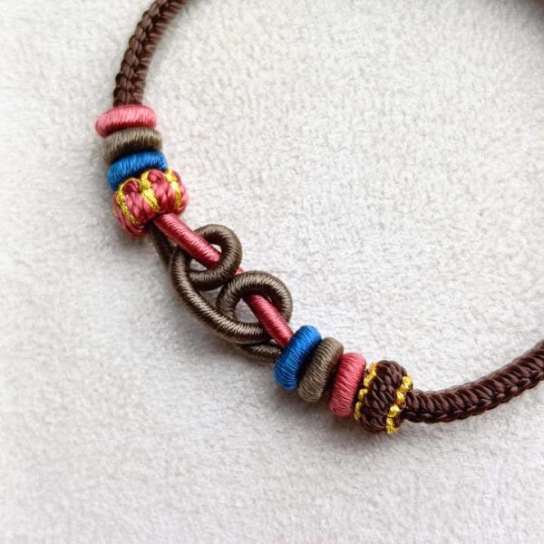 Handmade Eight-Strand Woven Rope Bracelets for Women 3mm/2mm Chinese Elements New Trendy Fashion Tassel Pearl String Jewelry