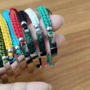 Vintage Adjustable Braided Cotton Cord Bracelet with Stainless Steel Charm - Hand Woven Unisex Wristband for Boys and Girls
