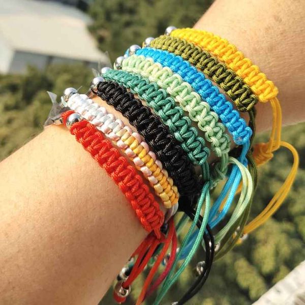 Boys Girls Colorful Thread Woven Wrist Bands Unique Hand Woven String Bracelets Adjustable Hemp Cotton Cord Braided Bracelets