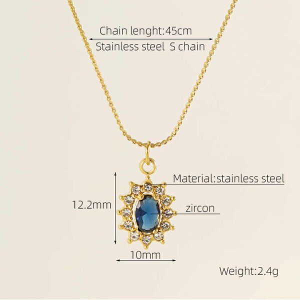 Double Layer Diamond Encrusted Titanium Steel Pendant Water Drop Shape Zircon Pendant Necklace Collarbone Chain