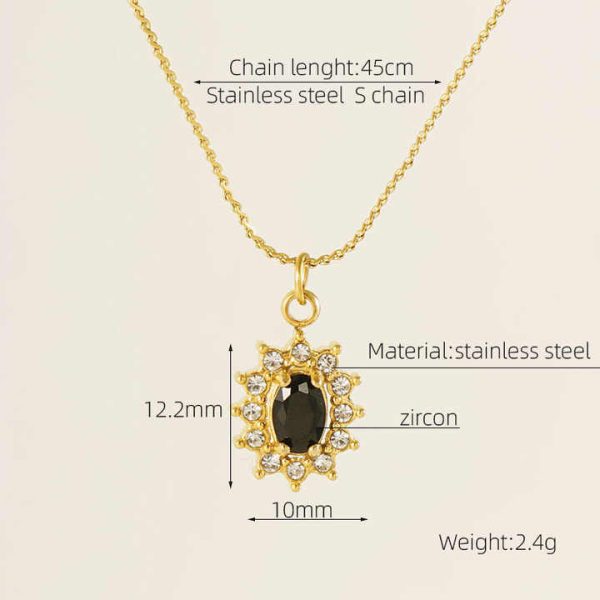 Double Layer Diamond Encrusted Titanium Steel Pendant Water Drop Shape Zircon Pendant Necklace Collarbone Chain