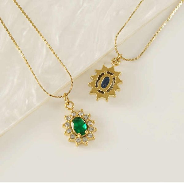 Double Layer Diamond Encrusted Titanium Steel Pendant Water Drop Shape Zircon Pendant Necklace Collarbone Chain