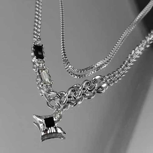 Autumn Winter Light Luxury All-Season High-End Double-Layer Stacked Necklace Stainless Steel Sweater Chain